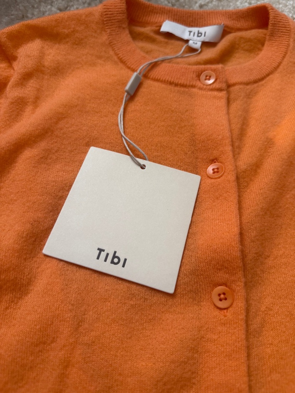 NWT Tibi Orange Mercerized Australian Wool Cardigan Sweater Size M, S - Picture 3 of 3